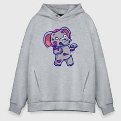 Толстовка оверсайз мужская Слонёнок зомби, цвет: меланж