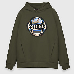 Толстовка оверсайз мужская Estonia, цвет: хаки