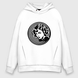 Толстовка оверсайз мужская Ретро-лицо девушки шестидесятых, цвет: белый