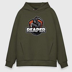 Толстовка оверсайз мужская Reaper dead скелет, цвет: хаки