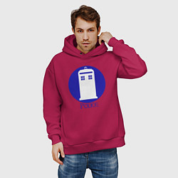 Толстовка оверсайз мужская Tardis police, цвет: маджента — фото 2