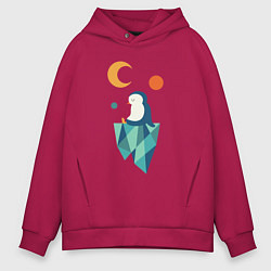 Толстовка оверсайз мужская Пингвин на айсберге, цвет: маджента