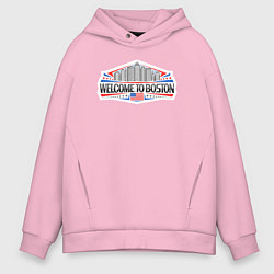 Толстовка оверсайз мужская Бостон - добро пожаловать, цвет: светло-розовый
