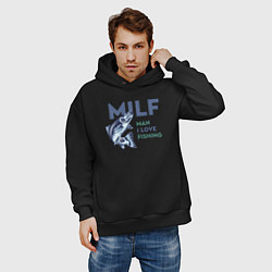 Толстовка оверсайз мужская Milf милфа, цвет: черный — фото 2