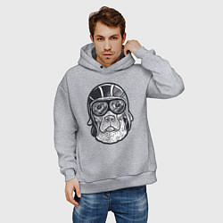 Толстовка оверсайз мужская Пёс авиатор, цвет: меланж — фото 2
