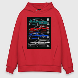 Толстовка оверсайз мужская JDM автомобили, цвет: красный