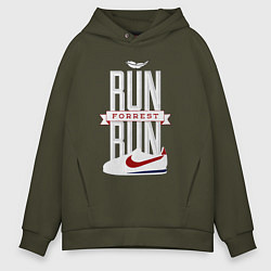 Толстовка оверсайз мужская Forrest Gump - run Forrest run, цвет: хаки