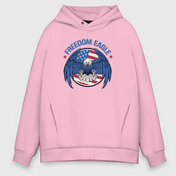Толстовка оверсайз мужская США - орёл свободы, цвет: светло-розовый