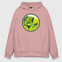 Толстовка оверсайз мужская Рыбка и лягушка, цвет: пыльно-розовый