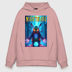 Толстовка оверсайз мужская Cyber terrible Pikachu - neon glow, цвет: пыльно-розовый
