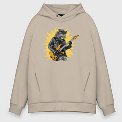 Толстовка оверсайз мужская Мейн-Кун Рокер Играющий на Гитаре, цвет: миндальный