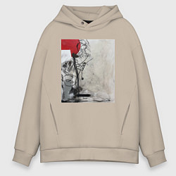 Толстовка оверсайз мужская Abstract Red, цвет: миндальный