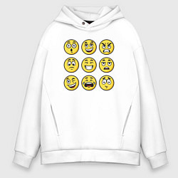 Толстовка оверсайз мужская Smiles 3x3, цвет: белый