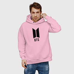 Толстовка оверсайз мужская BTS знак, цвет: светло-розовый — фото 2