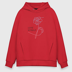Толстовка оверсайз мужская BTS love myself, цвет: красный