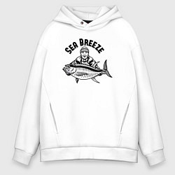 Толстовка оверсайз мужская Fish breeze, цвет: белый