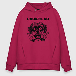 Толстовка оверсайз мужская Radiohead - rock dog, цвет: маджента
