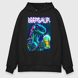 Толстовка оверсайз мужская Neon cyber beersaur - neon glow fantasy, цвет: черный