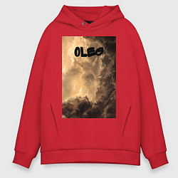 Толстовка оверсайз мужская Oleg облака мрачные, цвет: красный