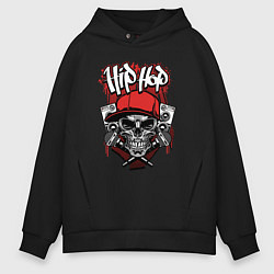 Толстовка оверсайз мужская Hip-hop skeletor, цвет: черный