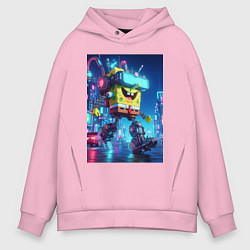 Толстовка оверсайз мужская Cyber Sponge Bob - neon glow fantasy, цвет: светло-розовый