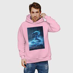 Толстовка оверсайз мужская Змея в молниях, цвет: светло-розовый — фото 2