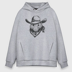 Толстовка оверсайз мужская Опоссум ковбой, цвет: меланж