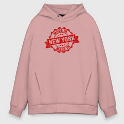 Толстовка оверсайз мужская Нью-Йорк красная печать, цвет: пыльно-розовый