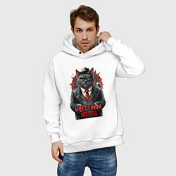 Толстовка оверсайз мужская Крестный котец черныш, цвет: белый — фото 2