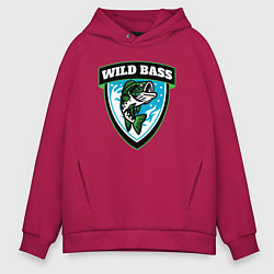 Толстовка оверсайз мужская Wild bass fishing, цвет: маджента