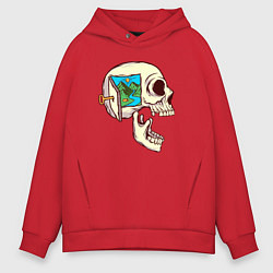 Толстовка оверсайз мужская Открой путешествие, цвет: красный