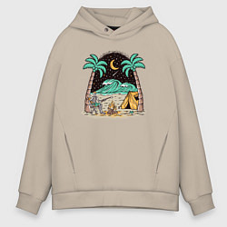 Толстовка оверсайз мужская Отдых у моря, цвет: миндальный