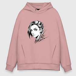 Толстовка оверсайз мужская Девушка эмо, цвет: пыльно-розовый