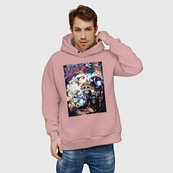 Толстовка оверсайз мужская Ван-Пис Йонко пираты, цвет: пыльно-розовый — фото 2