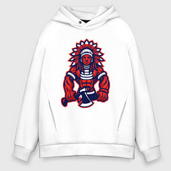 Толстовка оверсайз мужская Индеец с топором, цвет: белый
