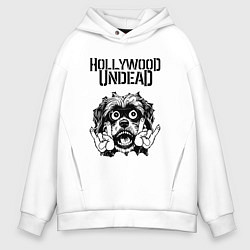 Толстовка оверсайз мужская Hollywood Undead - rock dog, цвет: белый