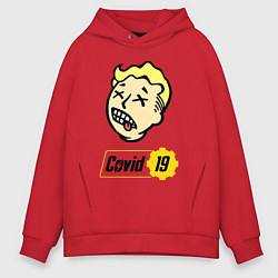 Толстовка оверсайз мужская Vault boy - covid 19, цвет: красный