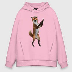 Толстовка оверсайз мужская Танцующий лис, цвет: светло-розовый