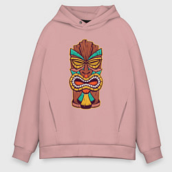 Толстовка оверсайз мужская Африканская тики маска, цвет: пыльно-розовый