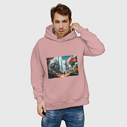 Толстовка оверсайз мужская Планета фантастика, цвет: пыльно-розовый — фото 2