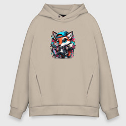 Толстовка оверсайз мужская Уличная художница, цвет: миндальный