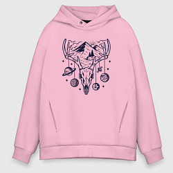 Толстовка оверсайз мужская Space deer, цвет: светло-розовый