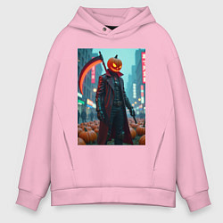 Толстовка оверсайз мужская Киберпанк Джек, цвет: светло-розовый