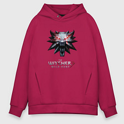 Толстовка оверсайз мужская The Witcher logo, цвет: маджента