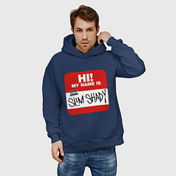 Толстовка оверсайз мужская Eminem - slim shady sticker, цвет: тёмно-синий — фото 2