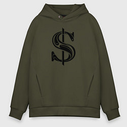 Толстовка оверсайз мужская Стильный значок доллара, цвет: хаки
