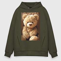 Толстовка оверсайз мужская Игрушечный большой медвежонок, цвет: хаки
