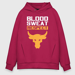 Толстовка оверсайз мужская Blood sweet respect logo, цвет: маджента