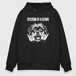 Толстовка оверсайз мужская System of a Down rock dog, цвет: черный