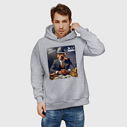 Толстовка оверсайз мужская Dog Corleone - ai art fantasy, цвет: меланж — фото 2